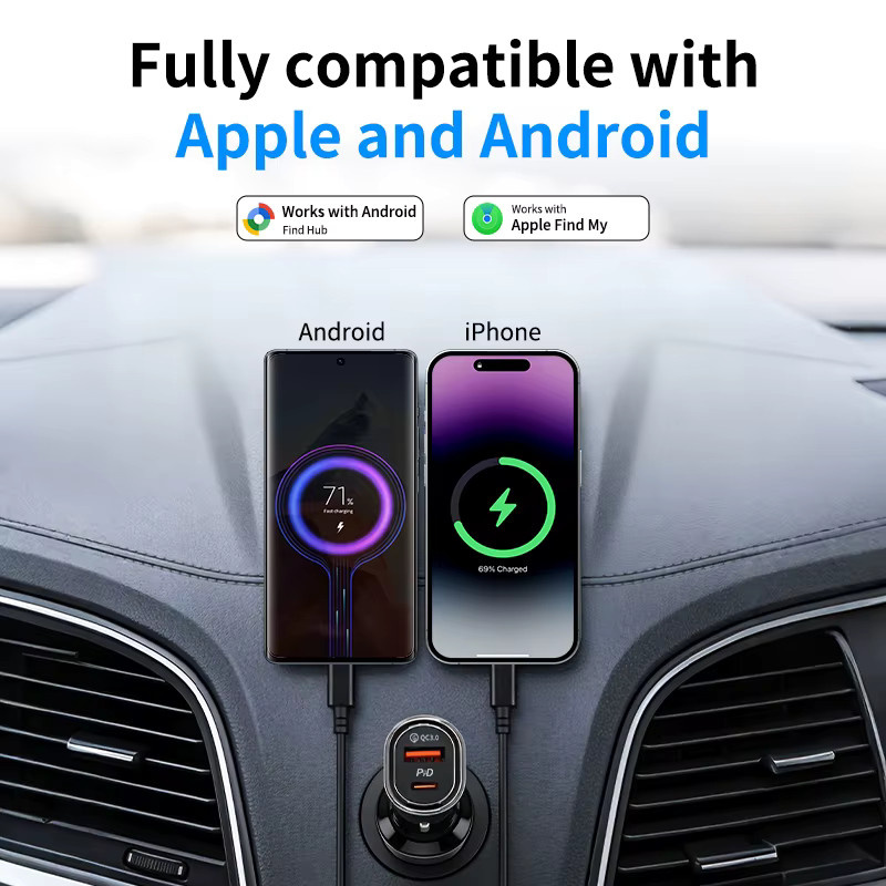 Peocke Auto-Handy-Ladegerät mit USB-C 30W Schnellladegerät und GPS-Ortungsfunktion für iOS und Android, Schwarz - Bild 5
