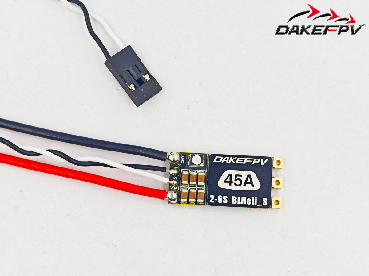 DAKEFPV ESC Regler für RC FPV Quadcopter mit programmierbarer RGB LED in Schwarz und Multicolour, 35A/45A BLHeli_S BLS 2-6S, ONESHOT125 D-Shot 150/300/600 - Bild 1