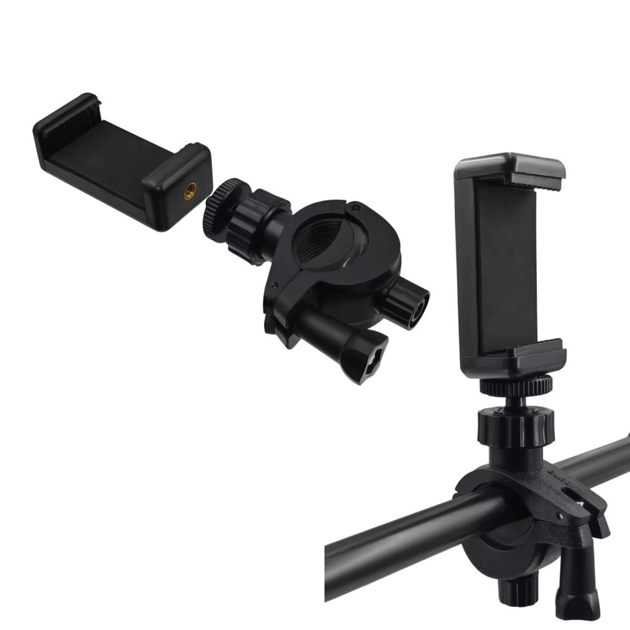 AKwing Verstellbarer Lenkeradapter in Schwarz mit 360 Grad Drehfunktion als Klemmhalterung für Lampen, Telefone und Actionkameras - Bild 6