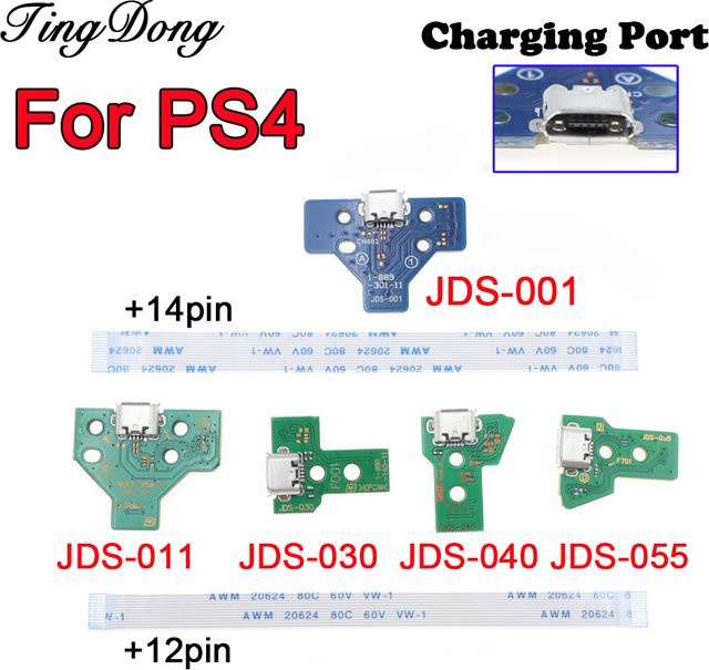 TingDong Micro-USB-Ladeanschluss Platine für PS4-Controller JDS-001+14pin, JDS-011 030 040 055+12pin Reparaturzubehör - Bild 1
