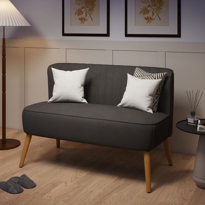 HOMCOM Küchenbank 2-Sitzer Sofa in Dunkelgrau mit Holzbeinen, B/T/H: 117 x 56,5 x 77 cm - Bild 2