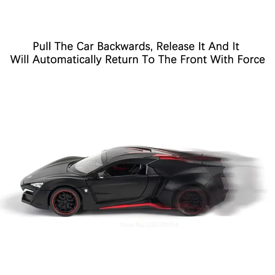 MAKEDA Lykan Supercar SRT Hellcat Modell, Spielzeug Auto, 1:24, mit Licht und Sound, Metall, Gummi Reifen - Bild 2