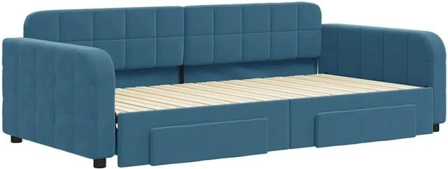 vidaXL Tagesbett ausziehbar mit Schubladen in Blau, Samt, B/T/H: 200 x 100–120 x 71 cm - Bild 1