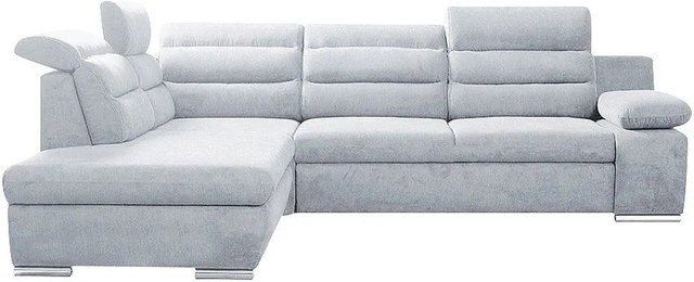 Vente-unique Schlafsofa Pylos in Hellgrau mit L-Form und Schlaffunktion, Breite: 269 cm - Bild 1