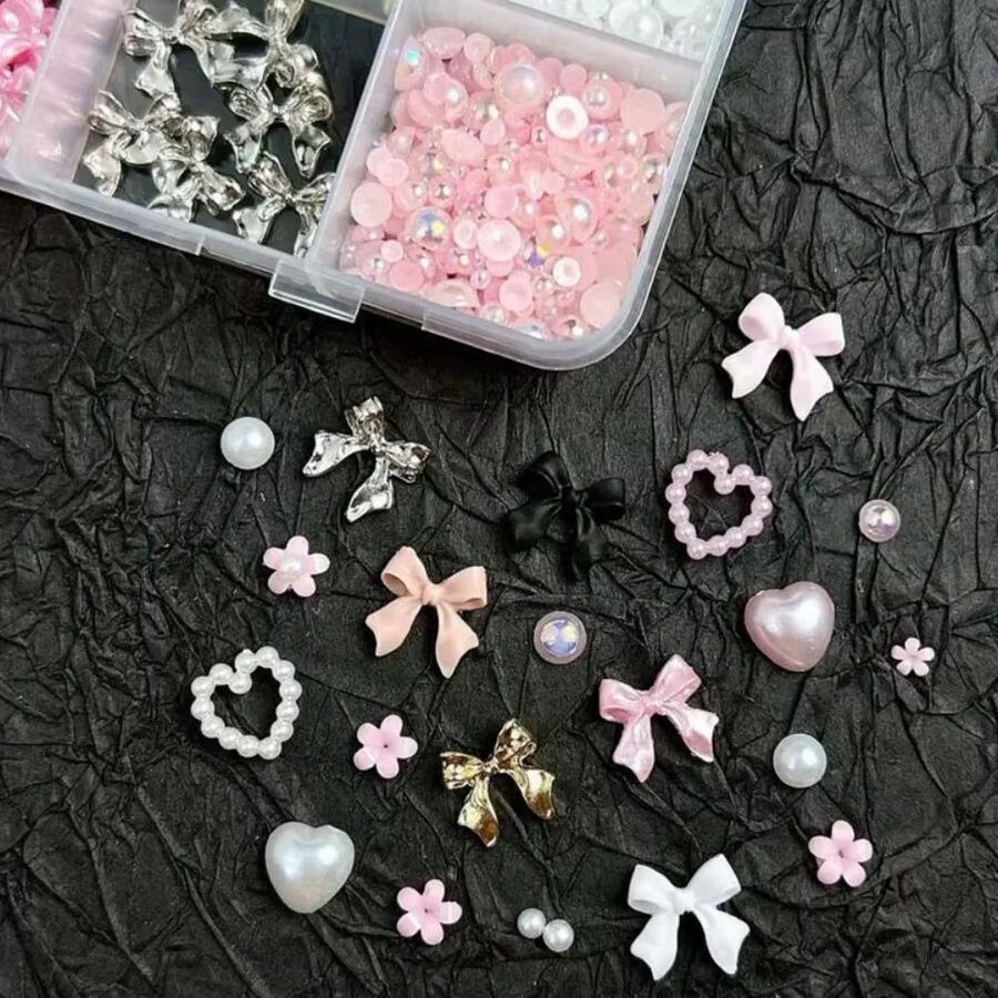 HotPress Nagel Charms Schleife Blume Perle Herz, Glänzend - Bild 4