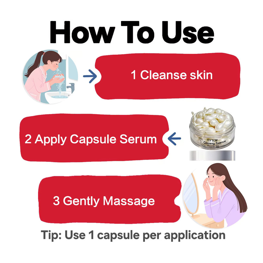 Ginseng-Essenz-Kapseln, feuchtigkeitsspendende und straffende Essenz mit Niacinamid und Retinol, 30 Kapseln - Bild 4
