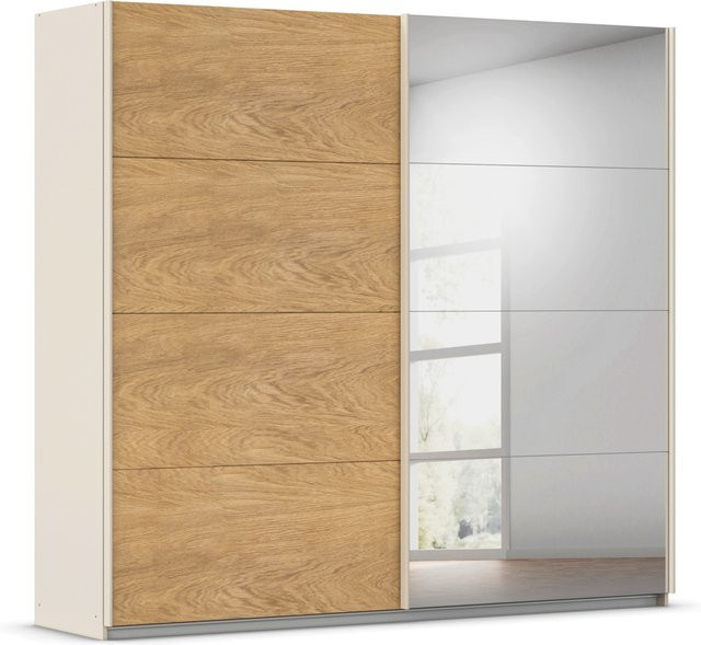 RAUCH Malva-Extra Schwebetürenschrank mit Spiegel in Eiche Furnier und Beige, Breite: 226 cm, Höhe: 210 cm - Bild 1
