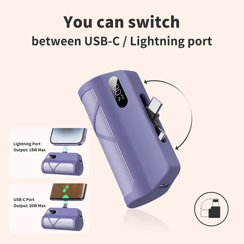 Magnpter Kapsel Mini Powerbank 5000 mAh Externer Akku Schnellladegerät in Schwarz für iPhone 16 15 Samsung Xiaomi - Bild 3