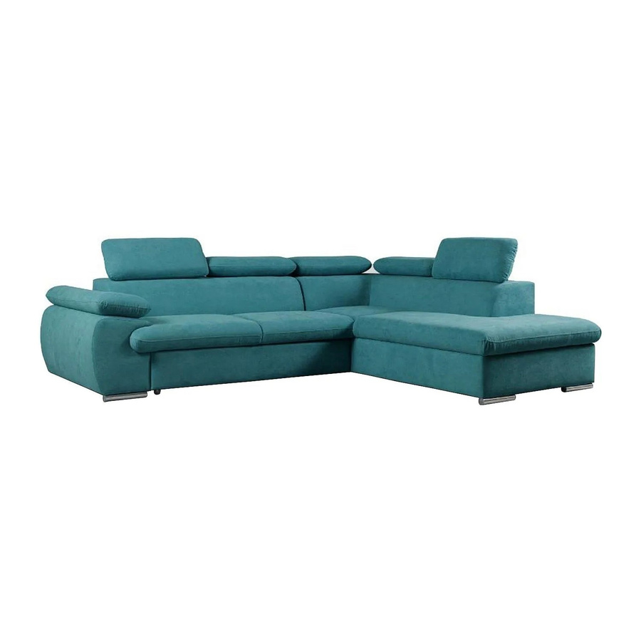 Vente-unique Schlafsofa Fabien in Türkisblau mit L-Form und Schlaffunktion - Bild 2