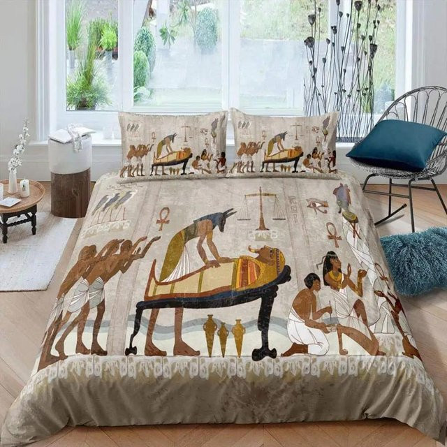 Flylo Bettwäsche-Set Pharao Altes Ägypten mit Pyramiden Design, Beige, 2-teilig aus Polyester, B/H: 140 x 210 cm - Bild 1