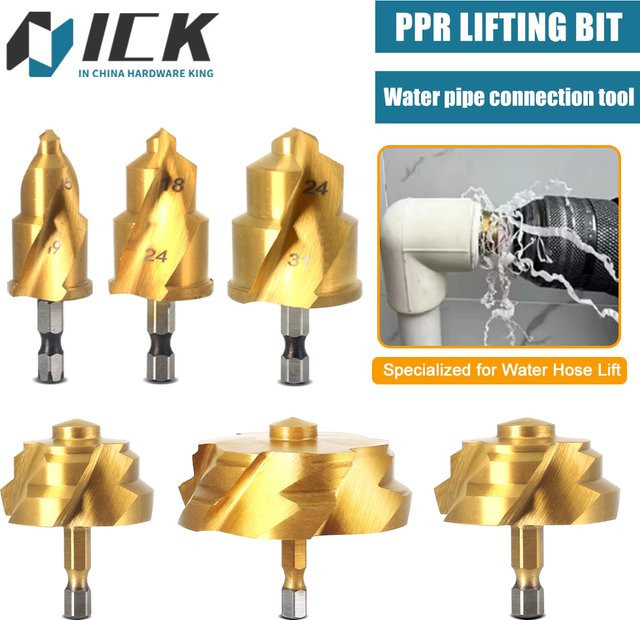 XMSJ Abgestufter Bohrer PPR-Hebe als Wasserrohr-Verbindungswerkzeug mit Sechskantschaft in Gold, Durchmesser: 20 mm, 25 mm, 32 mm, 40 mm, 50 mm, 63 mm - Bild 1