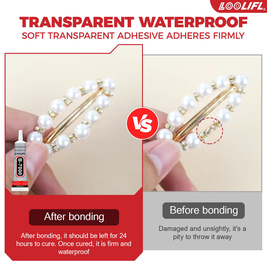 LOOLIFL B7000 Superklebstoff für Schmuckherstellung und Bastelarbeiten, 10 Stück, transparent - Bild 5