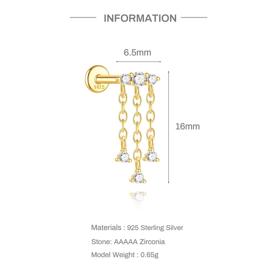 CANNER Piercing Ohrring Stern Mond, 925 Sterling Silber, 14K vergoldet, Damen - Bild 1