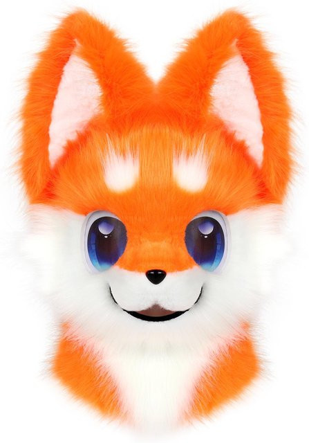 YIRAN Tierkopfmaske Flauschiger Fursuit, Plüsch, Hund Fuchs, Orange, Zubehör - Bild 1