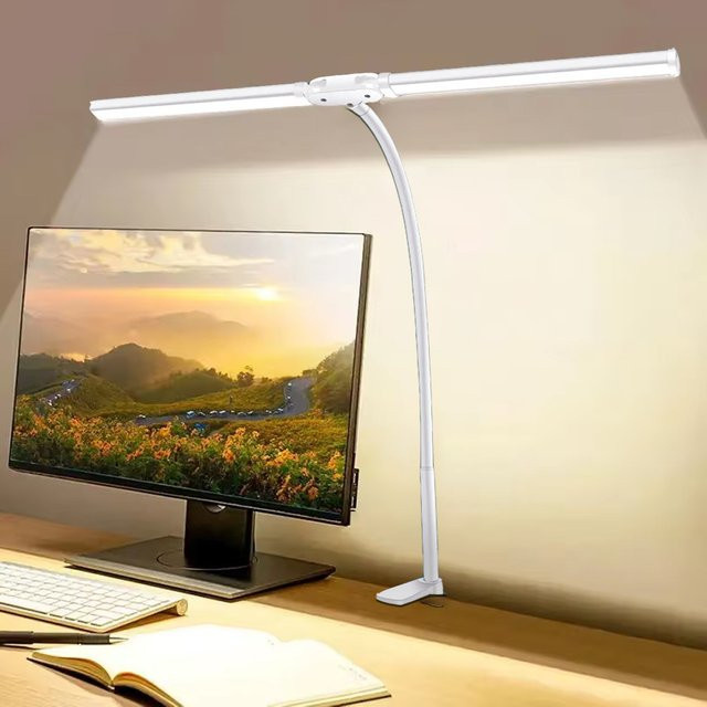 DBF LED-Schreibtischlampe in Weiß, stufenlos dimmbar und verstellbarer Schwanenhals für Home-Office und Büro - Bild 1
