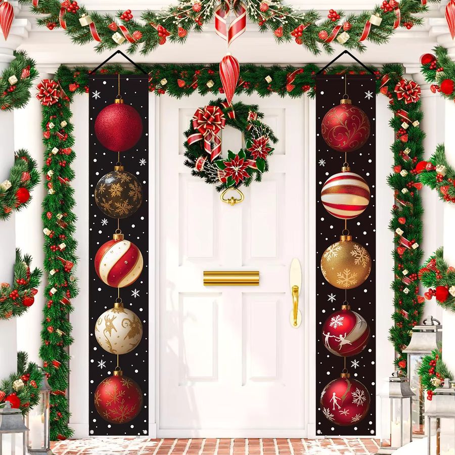 VIKAMA Weihnachts-Türbanner für Zuhause und Veranda, Mehrfarbig, Polyester, B/H: 30 x 180 cm - Bild 4