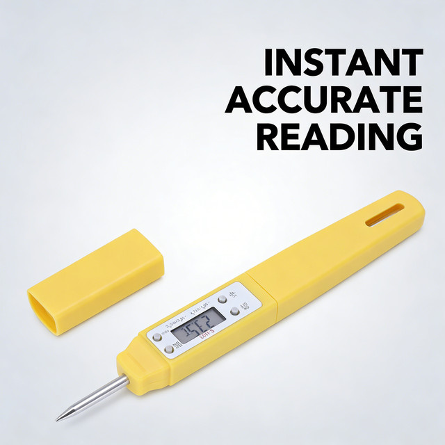 Qiilu Digitales Lebensmittelthermometer mit automatischer Kalibrierung, hochpräziser elektronischer Thermometer-Stift in Rot und Gelb - Bild 1
