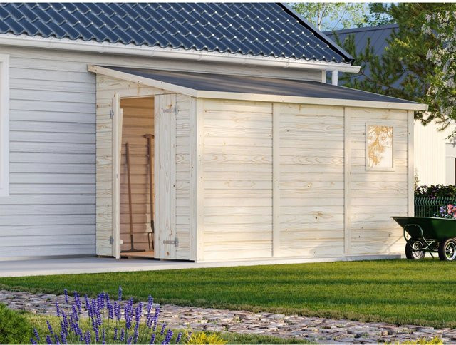 Palmako Mia Holz-Gartenhaus Grau mit Pultdach, B: 333 cm, T: 165 cm, H: 210 cm - Bild 1