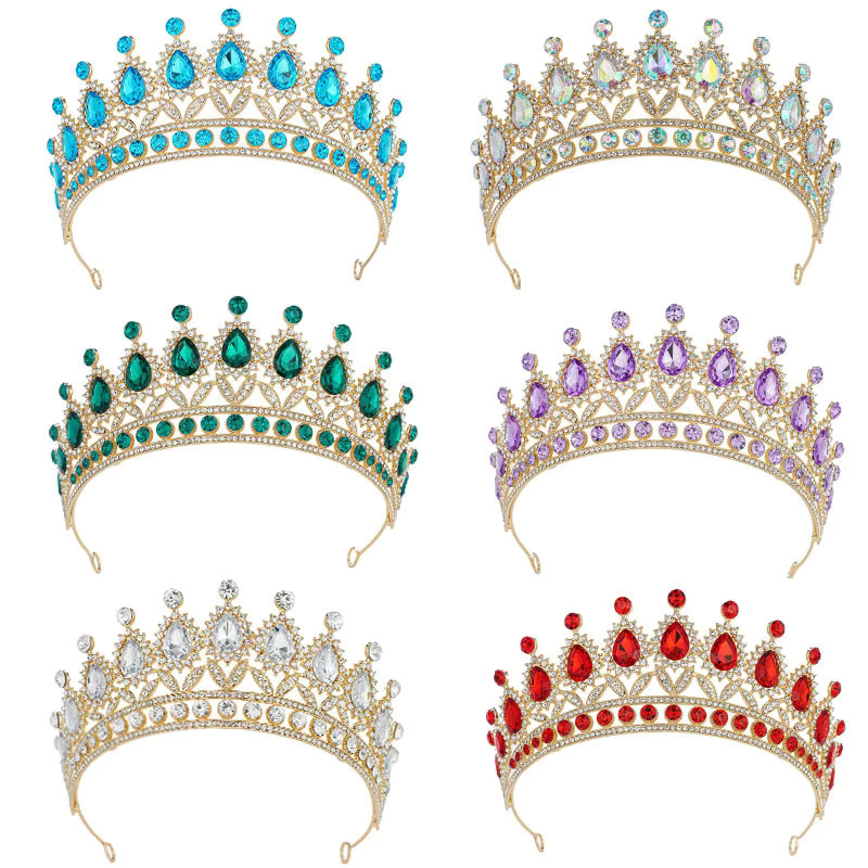 FORWOT Diadem, Gold Farbe, Kristall, Perlen, Strass, Braut - Bild 2