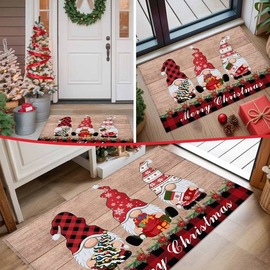 VIKAMA Weihnachtszwerg Fußmatte als rutschfester Druckteppich für den Eingangsbereich und zur Weihnachtsdekoration - Bild 4