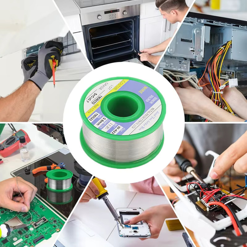 Bleifreier Lötzinn-Draht Sn99,3/Cu0,7 mit Kolophoniumkern für elektrisches Löten, Farbe: Silber, 50–100 g, Durchmesser: 0,8–1,0 mm - Bild 3
