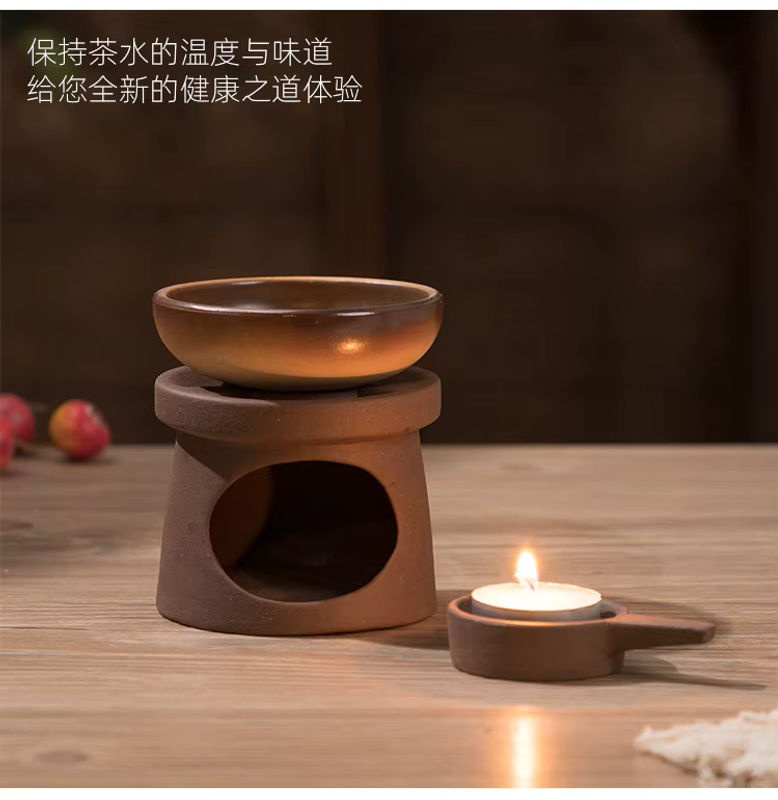 YXYMCF 3-in-1 Keramik Set in Braun als Kerzenheizung, Teewärmer und Diffusor mit japanischem Schilfrohr für ätherische Öle - Bild 4