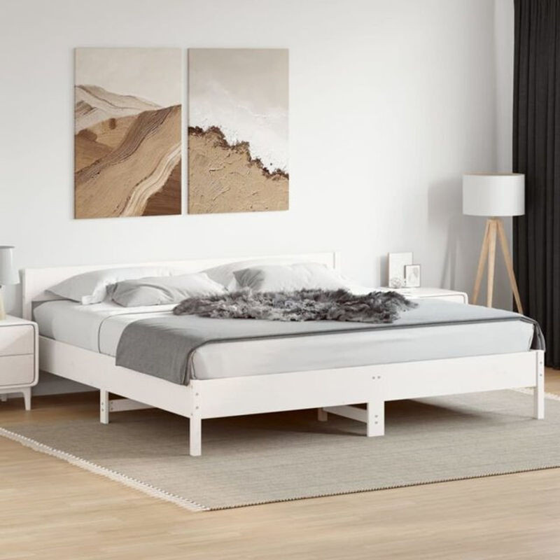 Massivholzbett aus Kiefer in Weiß von vidaxl im Landhausstil, B/T: 180 x 200 cm - Bild 1