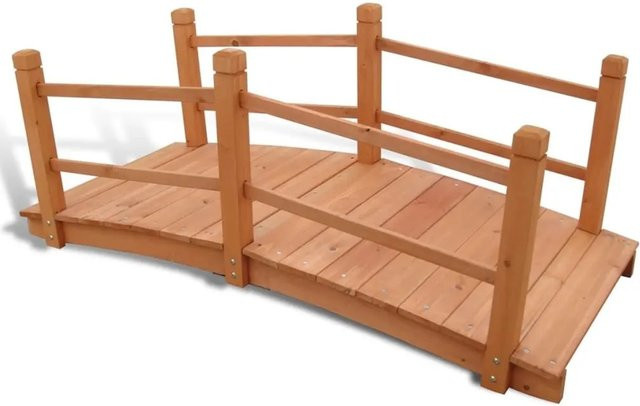 DELUKE Holzbrücke MILAN mit Geländer in Braun, Gartenbrücke und Teichbrücke aus Holz, B/T/H: 140 x 60 x 56 cm - Bild 1