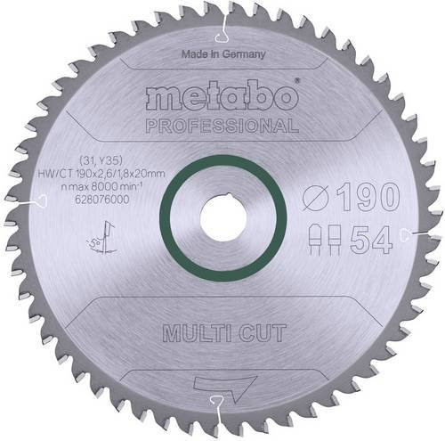 Metabo Multi Cut Professional Kreissägeblatt Universal für Holz, Metall und Kunststoff, Farbe: Silber, Durchmesser: 190 mm - Bild 1
