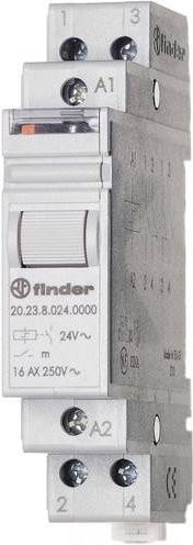 Finder Stromstoß-Schalter für Hutschiene 20.23.9.012.4000, 1 Wechsler, 12 V/DC, 16A, 4000 VA, Weiß - Bild 1