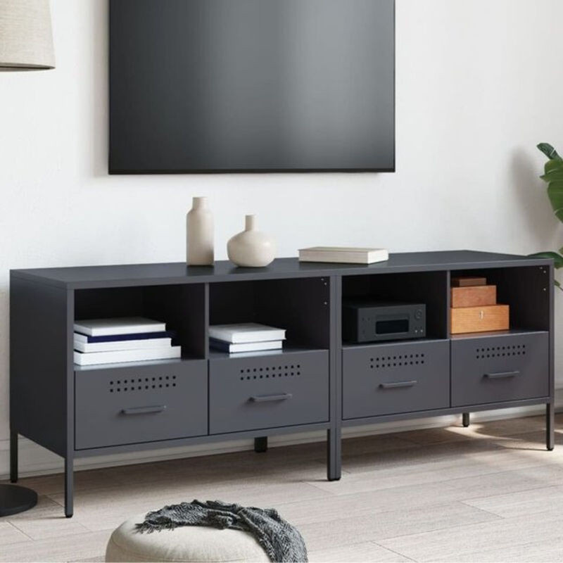 Vidaxl TV-Schrank Set aus Stahl im Industrial Design, Anthrazit, B/T/H: 68 x 39 x 50,5 cm - Bild 1
