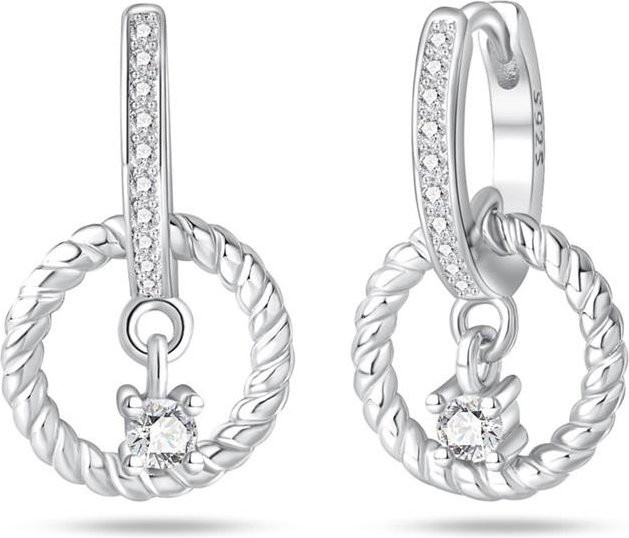 Ohrringe 925 Silber, Stern Mond, Zirkonia, Unisex - Bild 1