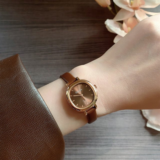 KCALOE Armbanduhr, Analoguhr, Quarz, eckig, Gold, Leder, Damen - Bild 1