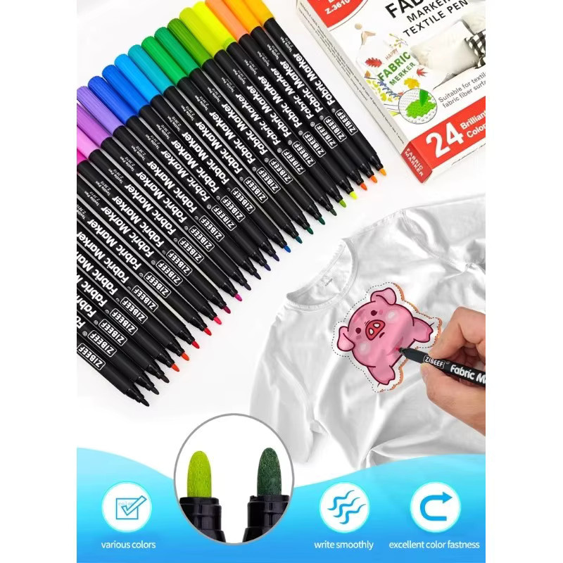 Permanent Textilmarker Set mit 12 Farben für DIY Kleidung und Graffiti, wasserfeste und farbechte Stifte für Kunst und Malerei in Multicolour - Bild 3