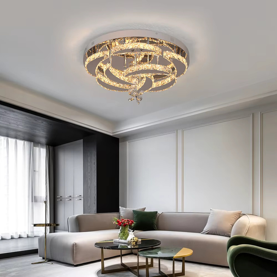 VETRULUS Luxus K9 Kristall Kronleuchter Moderne LED Deckenlampe als dimmbarer Anhänger für Wohnzimmer und Esszimmer in Transparent mit warmweißem Licht - Bild 2