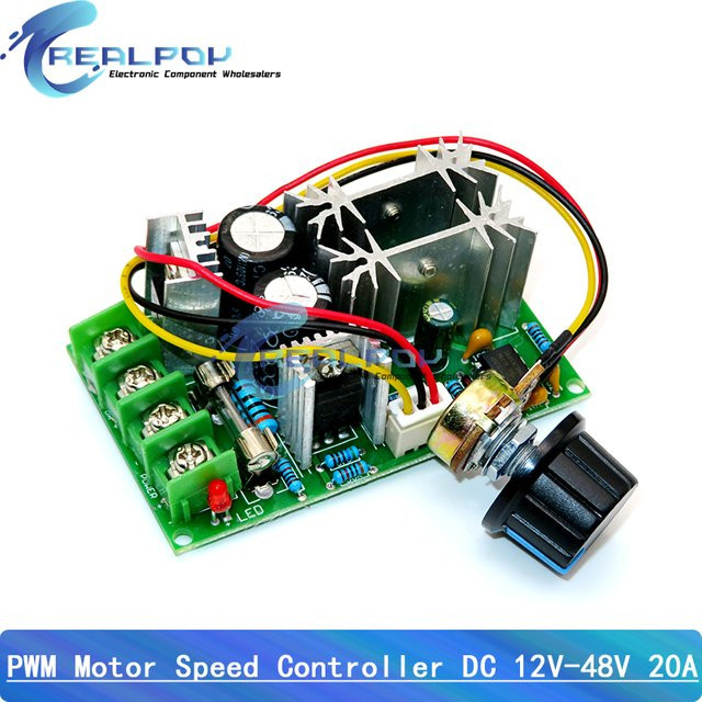 REALPOY PWM DC Motor Drehzahlregler Hochleistungs Antriebsmodul 10-60V 20A - Bild 1