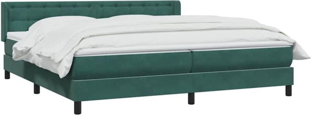 vidaxl Boxspringbett mit Matratze aus Samt in Dunkelgrün B/T/H: 180 x 220 x 78 cm - Bild 1