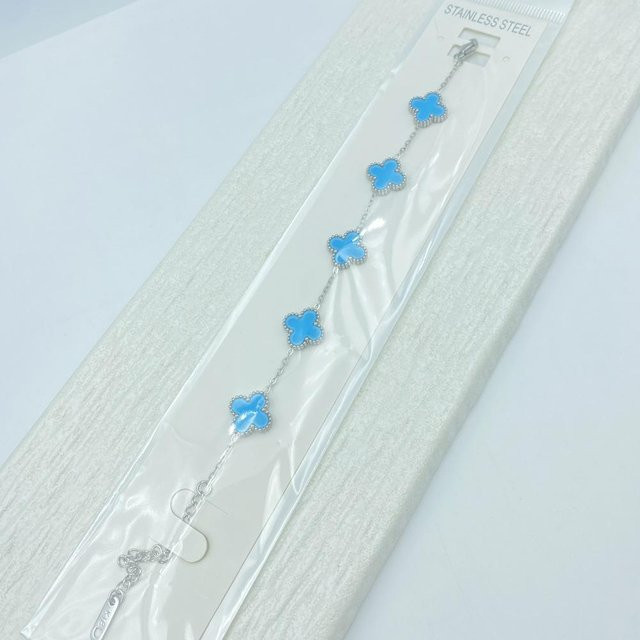 Huishan Armband, Titan, Vierblatt-Blume, hellblau, Damen - Bild 1