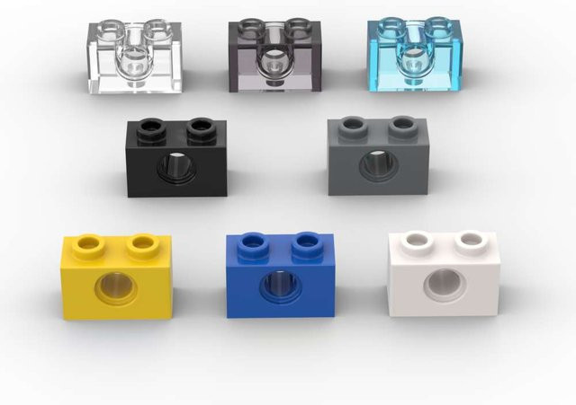 SixBricks MOC 3700 1x2 Mit Loch Bausteine Kit, 10-teiliges Set, Weiß - Bild 1