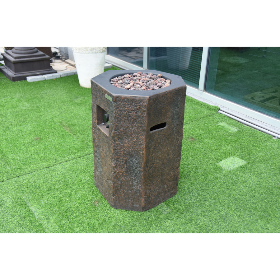 Elementi Gasfeuerstelle Tambora in Basalt-Optik braun aus Faserbeton mit rötlichen Lavasteinen, B/T/H: 50 x 48 x 70 cm - Bild 2