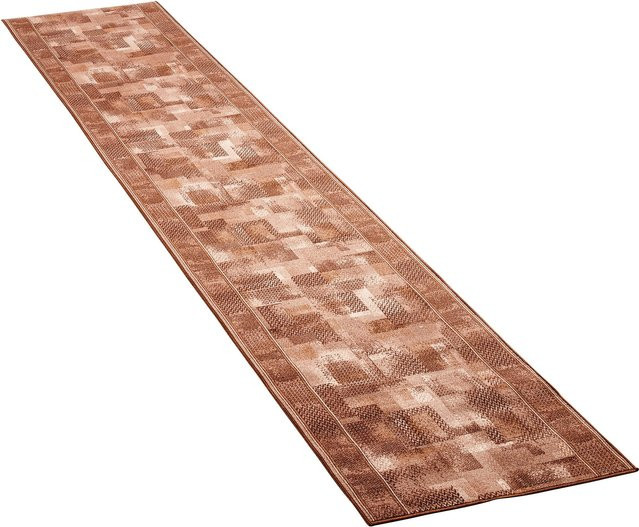 Moderner Teppich Tetris in Braun mit geometrischem Design für Flure - Bild 1