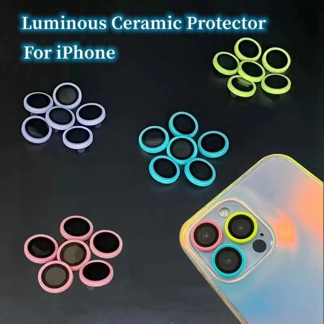Leuchtende Keramik-Kameraschutzfolie für Apple iPhone 11 bis 17 Pro Max Plus in Green und Multicolour, 2-3 Stück Objektivring Glas Abdeckung - Bild 1