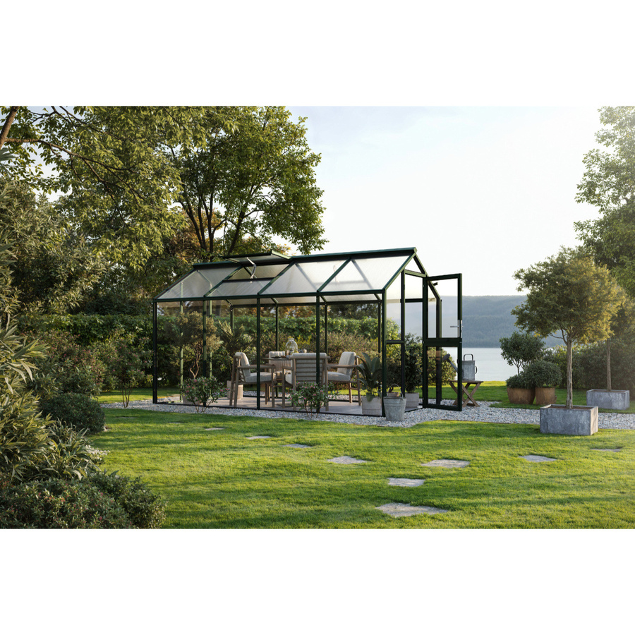 KGT Gewächshaus Galant IV in Tannengrün mit 8,8 m² Fläche, 4 mm ESG-Glas und 10 mm HKP, B/L/H: 2,16 x 4,08 x 2,38 m - Bild 2