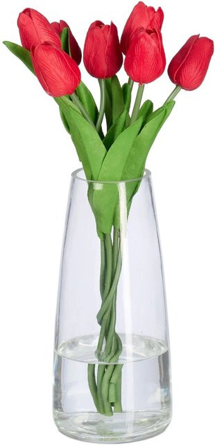 Relaxdays Tischvase aus Glas in Transparent, modernes Design, Höhe: 21,5 cm, Durchmesser: 10 cm - Bild 1