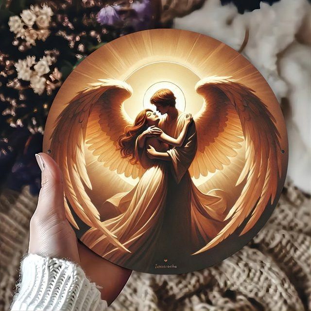 CIFBUY Engelische Halloween-Wanddekoration Angel Design, kreisförmig, Gothic-Stil mit Klebefläche, Durchmesser: 20 cm - Bild 1