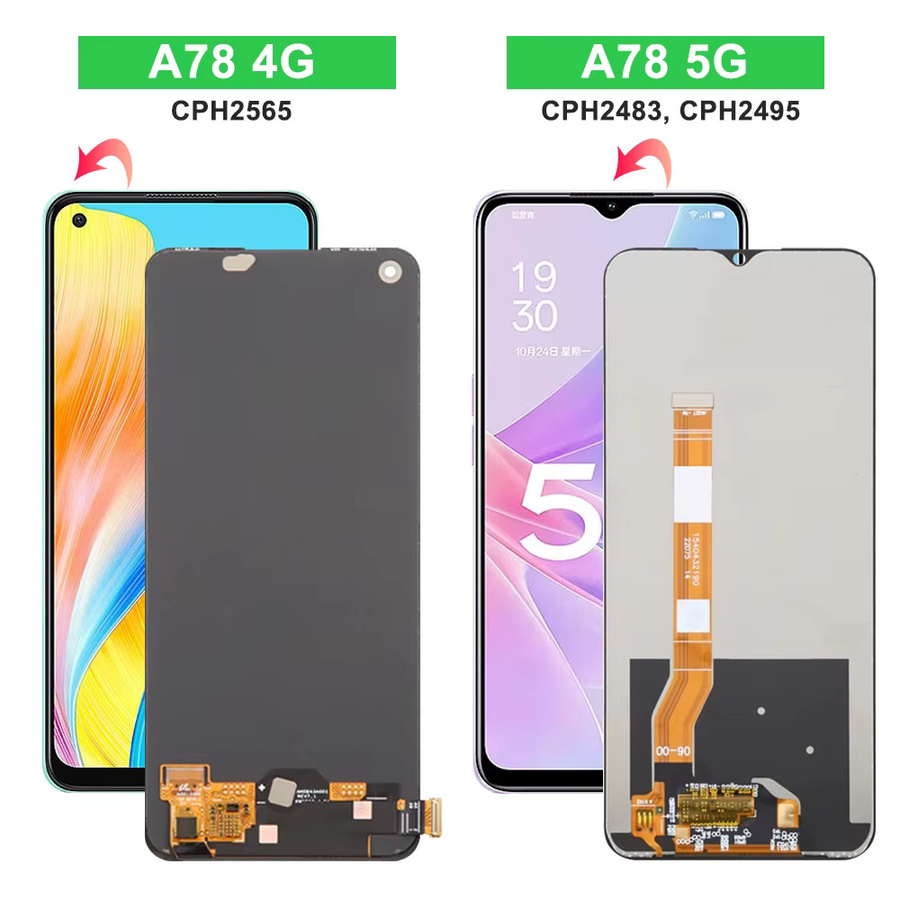LCD Display Touchscreen Digitizer Montage mit Rahmen für OPPO A78 5G CPH2483 CPH2495 und OPPO A78 4G CPH2565 in Schwarz - Bild 2