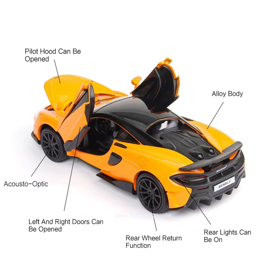 MAKEDA Mclen 600lt Spielzeug Modell Auto, 1:32, Metall, Sound und Licht, zurückziehen - Bild 3