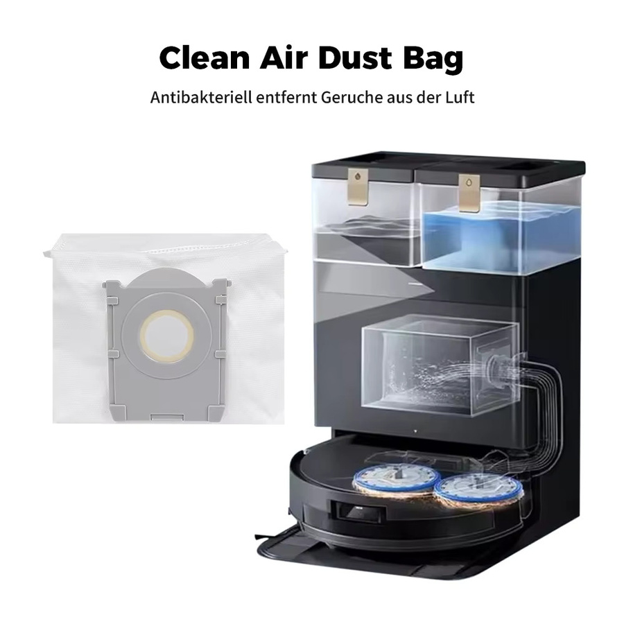 WINDNINJA Staubbeutel in Weiß für Ecovacs Deebot X8 Pro Omni, X9 PRO OMNI, T50 Omni, T50 Max Pro, T50 Pro Omni, T80 OMNI und Yeedi S14 Roboterstaubsauger Zubehör - Bild 2