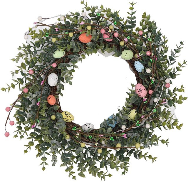 Künstlicher Osterkranz von OutsideWorld in Schwarz mit Pastelleiern und bunten Beeren, Durchmesser: 45,72 cm - Bild 1
