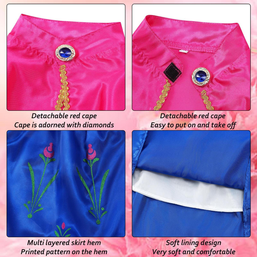 AmzBarley Die Eiskönigin Anna Kostüm Set mit Kleid & Accessoires Blau 5-6 Jahre - Bild 4